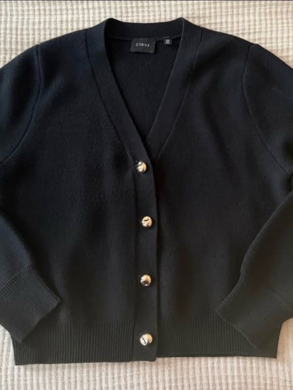 Cyrus Polished V-Neck Button Cardigan Sweater - Black. NWOT - Picture 4 of 5